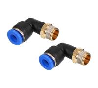 PATIKIL Raccord à pousser 1/8", 2 Pack PT Mâle Fileté Connecteur 90 Degrés Connecteur Coude et Droit 6mm Raccord de Tube d'Air Combinaison Rapide Pneumatique, Bleu
