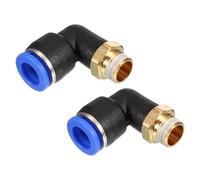 PATIKIL Raccord à pousser 1/8", 2 Pack PT Mâle Fileté Connecteur 90 Degrés Connecteur Coude et Droit 8mm Raccord de Tube d'Air Combinaison Pneumatique Adaptateur de Connexion Rapide, Bleu