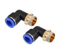 PATIKIL Raccord à pousser 3/8", 2 Pack PT Mâle Filetage 90 Degrés Connecter Coude de 10mm et Combinaison Droite Raccord de Tube d'Air Adaptateur de Connexion Rapide Pneumatique, Bleu