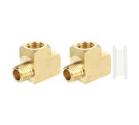 PATIKIL Raccord En T En Laiton, 2Pcs 1/4" x 1/4" NPT Femelle x 1/4" NPT Mâle Tube 3 Voies Forgé En Laiton Barstock Raccord En T Pour Eau Gaz Réfrigération