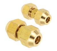 PATIKIL Raccords de Tuyauterie en Laiton, 2pcs Adaptateur de Raccord Tuyauterie, Extension de Tube Adaptateur de Couplage pour Tuyau HVAC Climatisation Plomberie Gaz, Diamètre 1/4" et 3/8"