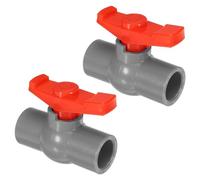 PATIKIL Robinet À Bille De 20 Mm De Diamètre Intérieur Lot De 2 Vannes D'Arrêt De Type À Douille En Pvc Avec Poignée Facile À Tourner Pour Le Contrôle Du Débit D'Eau Gris/Rouge