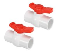 PATIKIL Robinet À Bille De 32 Mm De Diamètre Intérieur Lot De 2 Blanc/Rouge | Vannes D'Arrêt De Type À Douille En Pvc, Avec Poignée Facile À Tourner, Pour Le Contrôle Du Débit D'Eau