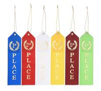 PATIKIL Rubans de récompense, 36 pièces 1er 2e 3e 5e 6e Place Médaille Ruban de Prix avec Carte d'Événement & Corde pour Événements du Sports, Bleu/Rouge/Blanc/Jaune/Rouge Foncé/Vert