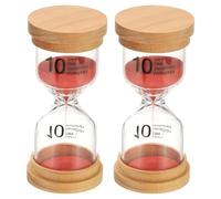 PATIKIL Sablier De 10 Minutes, 2 Pcs Sablier en Bois Verre Borosilicate Sablier Horloge À Sable pour Jeux, Salle De uisine, Bureau, Décoration Domicile, Rouge