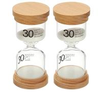 PATIKIL Sablier De 30 Minutes, 2 Pcs Sablier en Bois Verre Borosilicate Sablier Horloge À Sable pour Jeux, Salle De uisine, Bureau, Décoration De Maison, Blanc