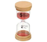 PATIKIL Sablier De 5 Minutes, Sablier en Verre Borosilicaté Haut Sablier en Bois Horloge À Sable pour Jeux, Salle De uisine, Bureau, Décoration De Maison, Rouge