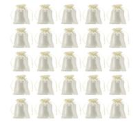 PATIKIL Sachets en Satin avec Cordon de Serrage, Lot de 50 Sacs de 3x4 Pouces pour les Cadeaux de Mariage, Emballage de Mini-Cadeaux pour Anniversaire, Noël, Fête de Bijoux, Couleur Beige