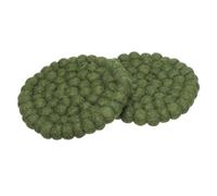 PATIKIL Set of 2 Round Wool Felt Coasters Fun Merino Wool Pads Green | Pour Bar Home Office Restaurants, Absorbent Cute Desk Coaster Pour Drinks, Handmade Felt Table Decor