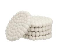 PATIKIL Set of 5 Round Wool Felt Coasters Absorbent Cute Desk Coaster White | Pour Drinks Handmade Felt Table Decor Fun Merino Wool Pads, Pour Bar Home Office Restaurants