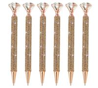 PATIKIL Stylo Bille Strass 6Pcs Crystal Diamond Twist Metal Pen Bling 1.0mm Medium Point Encre Noire Glitter Pour Prise De Notes Journaling Golden