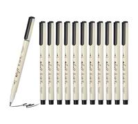 PATIKIL Stylos À Pointe Fine Couleur, 12 Pcs Noir Marqueur À Pointe Pinceau Encre Résistante À L'eau Set De Fournitures Artistiques Pour Livres De Coloriage Aquarelle