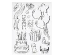 PATIKIL Tampons En Silicone Transparents T2019 Transparent pour Décoration | Gâteau Ballon Joyeux Anniversaire Tampons, Pour La Fabrication De Cartes, Bricolage, Scrapbooking, Artisanat