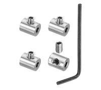 PATIKIL Trou Fil Corde Agrafes 3mm 304 Inox Acier Argent 4 Pcs Avec M4 nsemble Simple Trous Verrouillage Câble Pinces Agrafe, avec M4 Hexagone Vis Clé pour Câble Raccord,