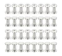 PATIKIL Vis Chicago, 50 Ensembles M5x16mm Acier Carbone Nickelé Croix Plate Femelle Vis Chicago Vis Phillips Poteau De Fixation Rivets Pour Ceinture En Cuir Albums, Argenté