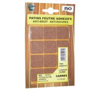 Patin adhésif anti-bruit/anti-rayures- feutre - marron - 22 x 22 mm - sache