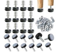 Patin Chaise Réglables Tampon Chaise Filetés Patins Glisseurs pour Meubles | 24 Pièces Meubles à Base PTFE avec Filetage Externe M6 Patins pour Meubles pour Armoires, Canapés et Tables à Manger