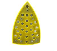 Patin de ponçage triangulaire à 32 trous - 100 x 148 mm - Disque de support pour ponceuse - Accessoire de polissage - Plaque de rechange jaune avec densité stable - Longue durée de vie