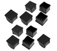 Patins pour meubles SOURCING MAP 10pcs Embout Pied de chaise Embout Tube Jambe Capuchon Protection Caoutchouc Noir Carré 40x40mm