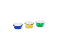 patisse 01727 Lot de 75 Caissettes à Cupcakes Aluminium Bleu/Jaune/Vert 3 cm
