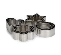 Patisse 01993 - Lot de 12 découpoirs ou emporte-pièces 3 formats de cœurs, étoiles, cercles, fleurs - inox - hauteur 2.5 cm