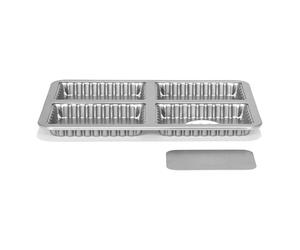 patisse 03571, Plaque de 4 tartelettes, Moule à Pâtisserie 4 mini Tartes rectangulaires 13x8cm, Acier revêtu anti adhésif Silver Top, 31 x 22 x 2 cm, Gris argenté