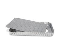 patisse 03583, Moule à tarte rectangulaire, Moule quiche fond amovible perforé Acier revêtu, Anti Adhésif Silver-Top, 32x22cm, Gris argenté