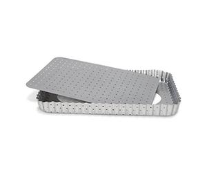 patisse 03583, Moule à tarte rectangulaire, Moule quiche fond amovible perforé Acier revêtu, Anti Adhésif Silver-Top, 32x22cm, Gris argenté