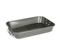 patisse 05680, Plat à Rôtir avec grille anti-gras, Plat à Four rectangulaire très résistant avec poignées, Acier revêtu anti adhésif Carat, 40x28x6cm, Gris anthracite