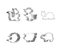patisse 13840 - Lot de 6 découpoirs ou emporte-pièces animaux du jardin et basse cour - moules biscuits en forme d’écureuil, souris, escargot, tortue, hérisson, cochon - inox - hauteur 2.5cm