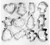 patisse 13905, Lot 12 emporte-pièces pour biscuits Noël, Découpoirs, Emporte-pièces assortis sur cercle pour la maison, 4 à 6 cm, Inox