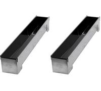 patisse 13923 - Gouttière à bûche, Moule à bûche carré de Noël format mini - inox - 30x4.5x(h) 4.5cm, Argent (Lot de 2)