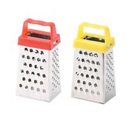 patisse 13942, Lot de 2 mini râpes carrées, mini râpes fromage, râpes multifonctions 4 grilles pour chocolat, citron, gingembre, muscade… inox, poignée plastique couleurs assorties, 2,5x7,5cm(hauteur)