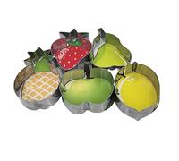 patisse 13944 - Lot de 5 découpoirs ou emporte-pièces Fruits - fraise, poire, ananas, pomme, citron - inox - sur cercle - hauteur 2cm