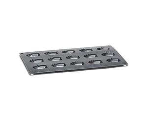 patisse 19231 - Moule 15 mini Madeleines flexible - Starflex - Silicone platinum, Noir Pailletté - 30 x 17,5 cm