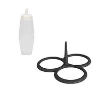 patisse 719232 - Set Moule à 3 blinis/mini crêpes/pancakes simultanés, silicone Starflex noir, Ø10cm avec flacon verseur gradué 350ml, Noire