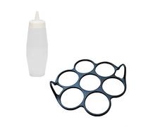patisse 719233 - Set Moule à 7 blinis/mini crêpes/pancakes simultanés, silicone Starflex noir, Ø 7cm avec flacon verseur gradué 350ml