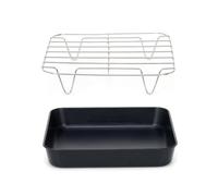 Patisse 72855, Set Moule carré Acier Revêtu sans PFAS 20.7 cm + Grille de cuisson inox 20cm pour Friteuse à Air Chaud Air Fryer XL & XXL, Noir