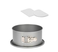 patisse manqué Ø18cm Set Moule à Gâteaux Rond avec charnière et Bord Haut Ø 18cm + Lot de 2 Cornes 12cm 703521, Gris