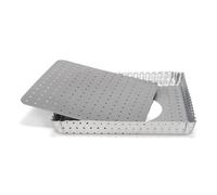patisse 03583, Moule à tarte rectangulaire, Moule quiche fond amovible perforé Acier revêtu, Anti Adhésif Silver-Top, 32x22cm, Gris argenté