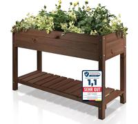 PATKAR 117x40x78cm Potager surélevé en bois [HAUTEUR CONFORTABLE POUR LE DOS] - Potager surélevé haut de gamme pour balcon ou jardin (fabriqué en Europe) - Kit de jardinières surélevées - Potager pour