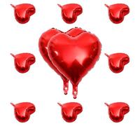 PATKAW 10 Ballons et Accessoires Photo pour Décoration de Fête pour Mariage Saint-valentin en Aluminium Rouge de Cœur et Décoration de Chambre
