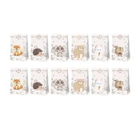 PATKAW 12pièces Sacs Cadeau Thème Forêt Animaux Stickers pour Fête Anniversaire Mariage Baptême Noël Partie pour Événements Spéciaux