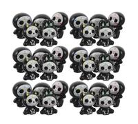 PATKAW 30 Pièces Figurine Squelette d'halloween en Résine Noire, Stable,