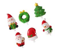 PATKAW 6pcs Décorations de Gâteau de Noël en Résine Pics à Cupcakes Motifs Père Noël Bonhomme de Neige Sapin et Plaisir Visuel