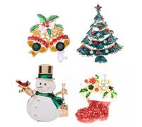 PATKAW Broche de Noël pour Femme en Alliage 4 Pièces Pierre Brillante, Décoration Délicate pour Vêtements, Paquet et Écharpes, pour Fêtes et Usage Quotidien