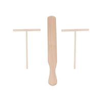 PATKAW Ensemble de 3 Pièces Spatule à Retourner et Râteau à Crêpes en Bois de Hêtre, Design Monobloc, pour Plaques de Cuisson Électriques et Cuisson Plate