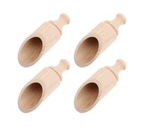 PATKAW Lot de 4 Cuillères en Bois Khaki pour Assaisonnement la Cuisine, Confortables à Tenir, sans Bavures, Sel Thé