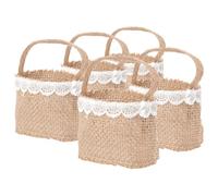 PATKAW Mini Paniers à Fleurs avec Poignées Lot de 5 en Toile de Jute Petits Paniers Tressés Rustiques Portables et Polyvalents pour Décoration de Mariage Fête et Cérémonie