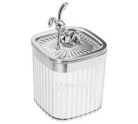 PATKAW Organisateur Rangement Pratique Élégant en PP Argenté Couvercle Forme Lapin pour Cotons-tiges et Disques de Coton pour Coiffeuse ou Tiroir Économisant de l'espace